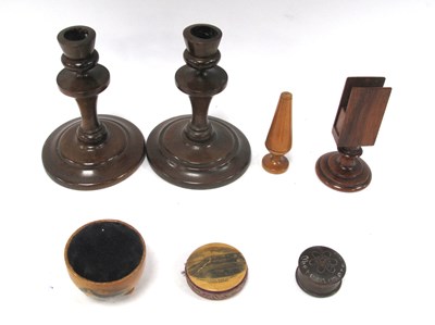 Lot 1404 - A Pair of South African Stinkwood Candlesticks,...
