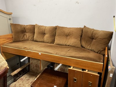 Lot 1584 - Danish Style Pine Day Bed with twin drawers...