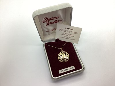 Lot 171 - Shetland; A 9ct Gold Circular Panel Pendant,...