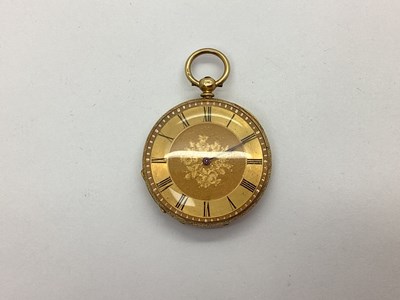 Lot 300B - An Antique Openface Fob Watch, the foliate...