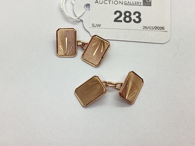 Lot 283 - A Pair of 9ct Rose Gold Cufflinks, the engine...
