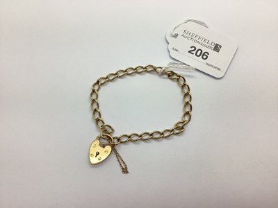 Lot 206 - A 9ct Gold Curb Link Bracelet, to 9ct gold...