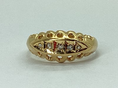 Lot 227 - An Antique 18ct Gold Five Stone Diamond Ring,...