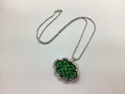 Lot 172 - A Modern Green Jadeite and Diamond Set...