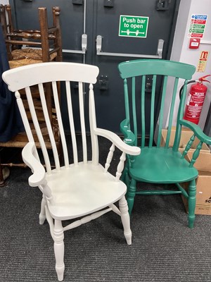 Lot 1598 - A White and Green Painted Pair of XIX Century...