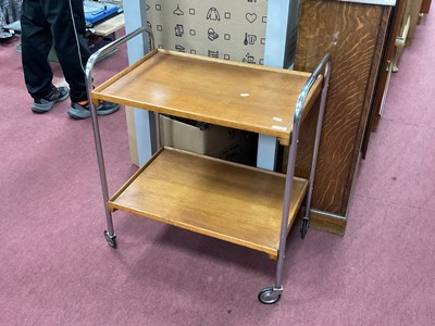 Lot 1569 - XX Century Oak and Chrome Two Tier Dinner...