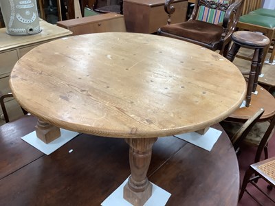 Lot 1617 - Pine Circular Top Coffee Table, on turned and...
