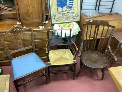 Lot 1651 - XIX Century Ash Rush Seated Armchair, together...