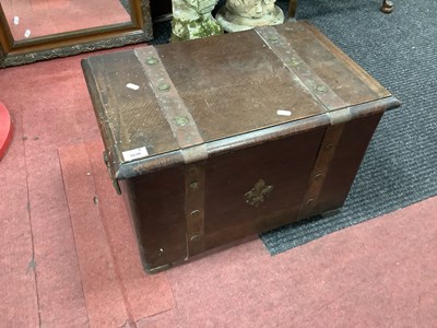 Lot 1626 - Early XX Century Oak Copper Coal Bin, with a...