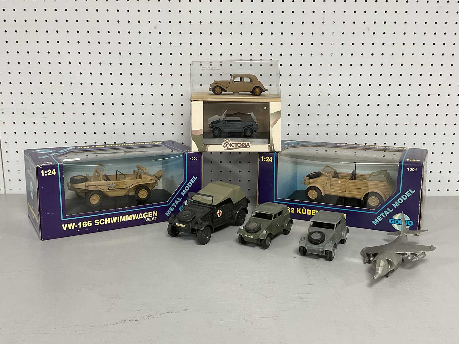 Lot 305 - Eight diecast and metal models by Gonio, Dinky,...