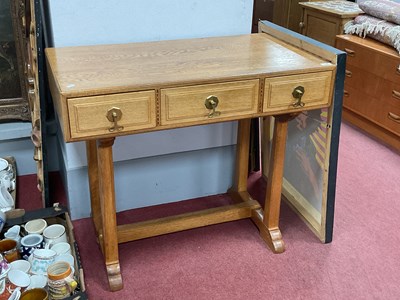 Lot 1559 - Golden Oak Side Table, with brass drop handles...