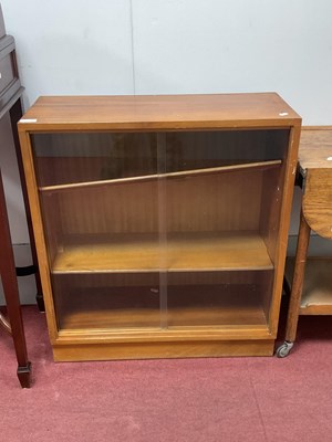 Lot 1555 - Teak Bookcase, with glass sliding doors, 69cm...