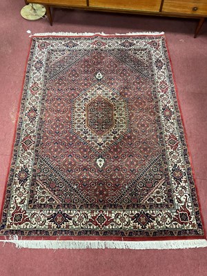 Lot 1649 - Persian Bijar Tassled Wool & Silk Pile Rug,...