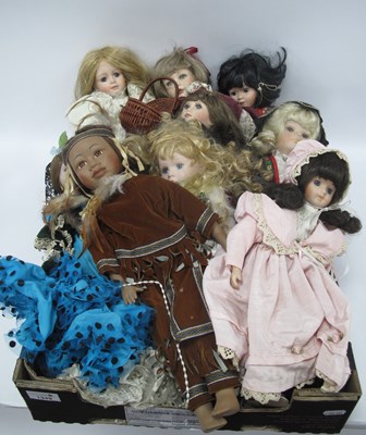 Lot 1349 - A Large Collection of Porcelain Headed Dolls,...