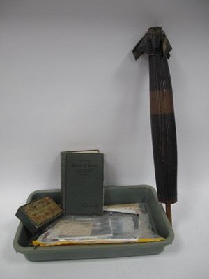 Lot 1072 - Parasol, promise box, song book, stamps,...