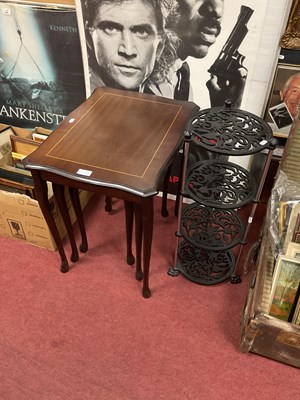 Lot 1569A - Vintage three nesting tables with black...