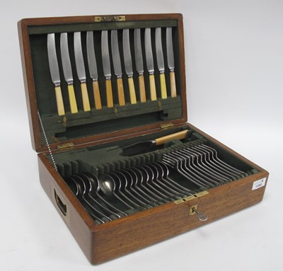 Lot 1269 - Vintage oak cased canteen of cutlery by James...