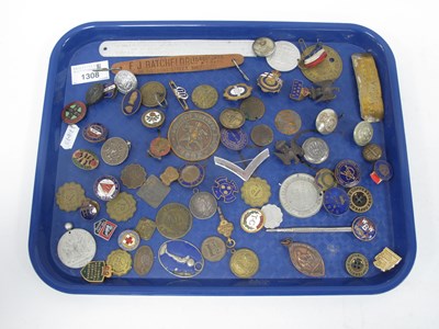 Lot 1308 - Enamel Badges, pay check discs, modals,...