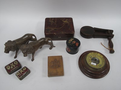 Lot 1330 - A Pair of Carved Hardwood Male Lions, 18.5cm...