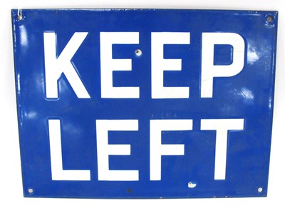 Lot 1388 - Keep Left Blue Enamel Wall Sign with white...