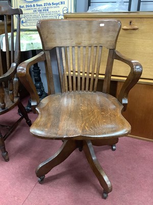 Lot 1655 - Early XX Century Oak Officer armchair with...