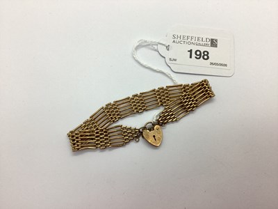 Lot 198 - A 9ct Gold Gate Link Bracelet, tapering to a...