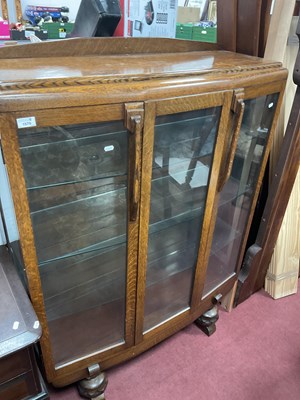 Lot 1579 - 1920s Oak China Cabinet with low back, slight...
