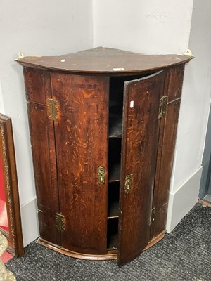 Lot 1570 - XVIII Century Oak Cylinder Fronted Cross...