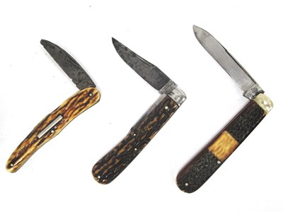 Lot 1303 - Three Folding Pocket Knives, includes a single...