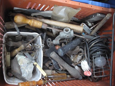 Lot 1157 - Tools - hammers, chisel, light, clamp, files,...