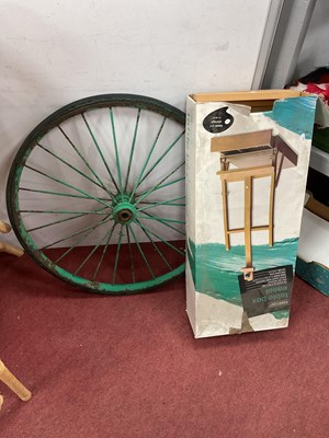 Lot 1172A - Folding Easel, wheel with green painted spokes,...