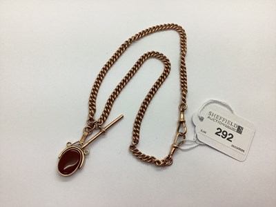 Lot 292 - A 9ct Rose Gold Curb Link Double Albert Chain,...