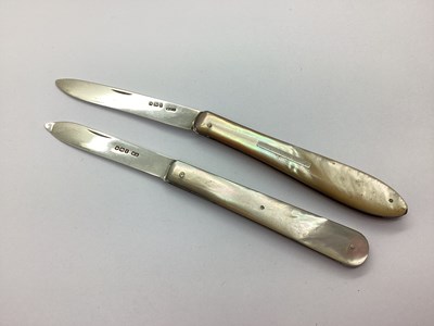 Lot 108 - Two Hallmarked Silver and Mother of Pearl...