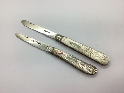 Lot 107 - Two Hallmarked Silver and Mother of Pearl...