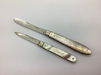 Lot 106 - Two Hallmarked Silver and Mother of Pearl...