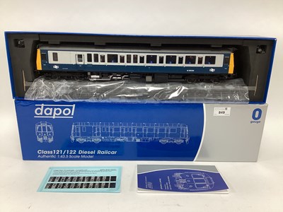 Lot 849 - A boxed Dapol 0 gauge Class 121 Railcar in BR...