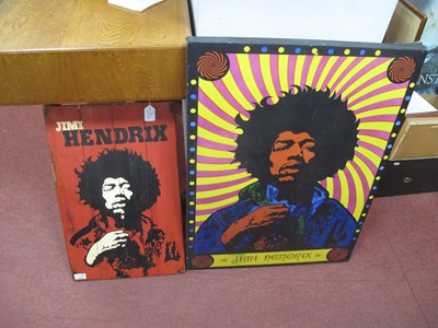 Lot 1532 - Jimi Hendrix Monochrome Painting on Red Ground,...