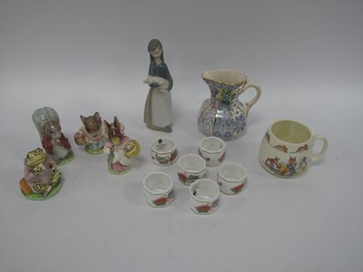 Lot 1212 - Lladro and four Beswick Beatrix Potter Figures,...