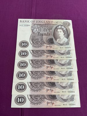 Lot 601 - Six Bank Of England Number Run Uncirculated...