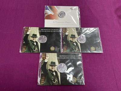 Lot 576 - Four Royal Mint Fine Silver £20 Coins,...