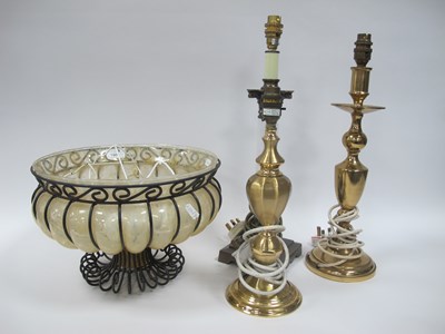 Lot 1006 - Three vintage table lamps (with two brass...