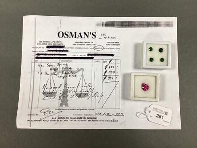 Lot 281 - Four Unmounted Green Garnets, oval, varying...