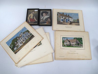 Lot 1401 - Silk pictures, including two framed portraits...