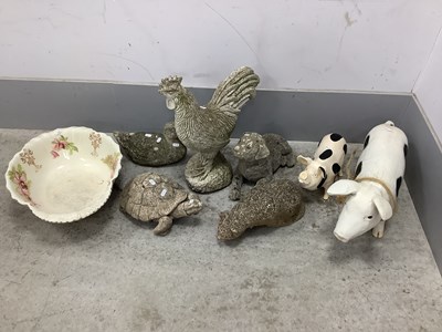 Lot 1142 - Rconstituted Stone garden Ornaments, cockeral,...