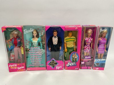 Lot 324 - Six Modern Mattel Barbie and Ken Dolls,...