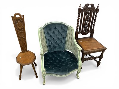 Lot 1623 - French Style Painted Bergere Chair, with...