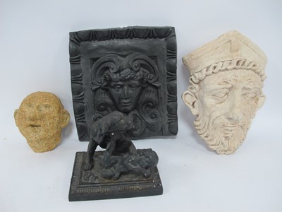 Lot 1331 - Cast Iron Dog & Child Figure Group, 15.5cm...