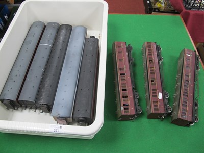 Lot 377 - Eight "O" Gauge/7mm Kit Built Unboxed Coaches,...
