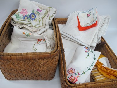 Lot 1307 - Two Moses Baskets, crocheted tablecloths,...