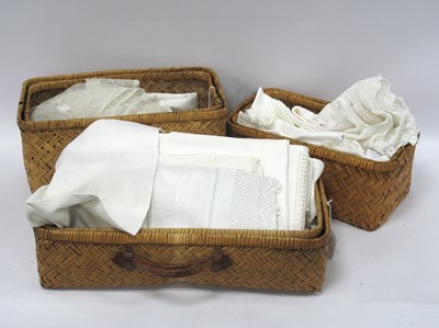 Lot 1450 - Three Small Moses Baskets, crocheted-edged...